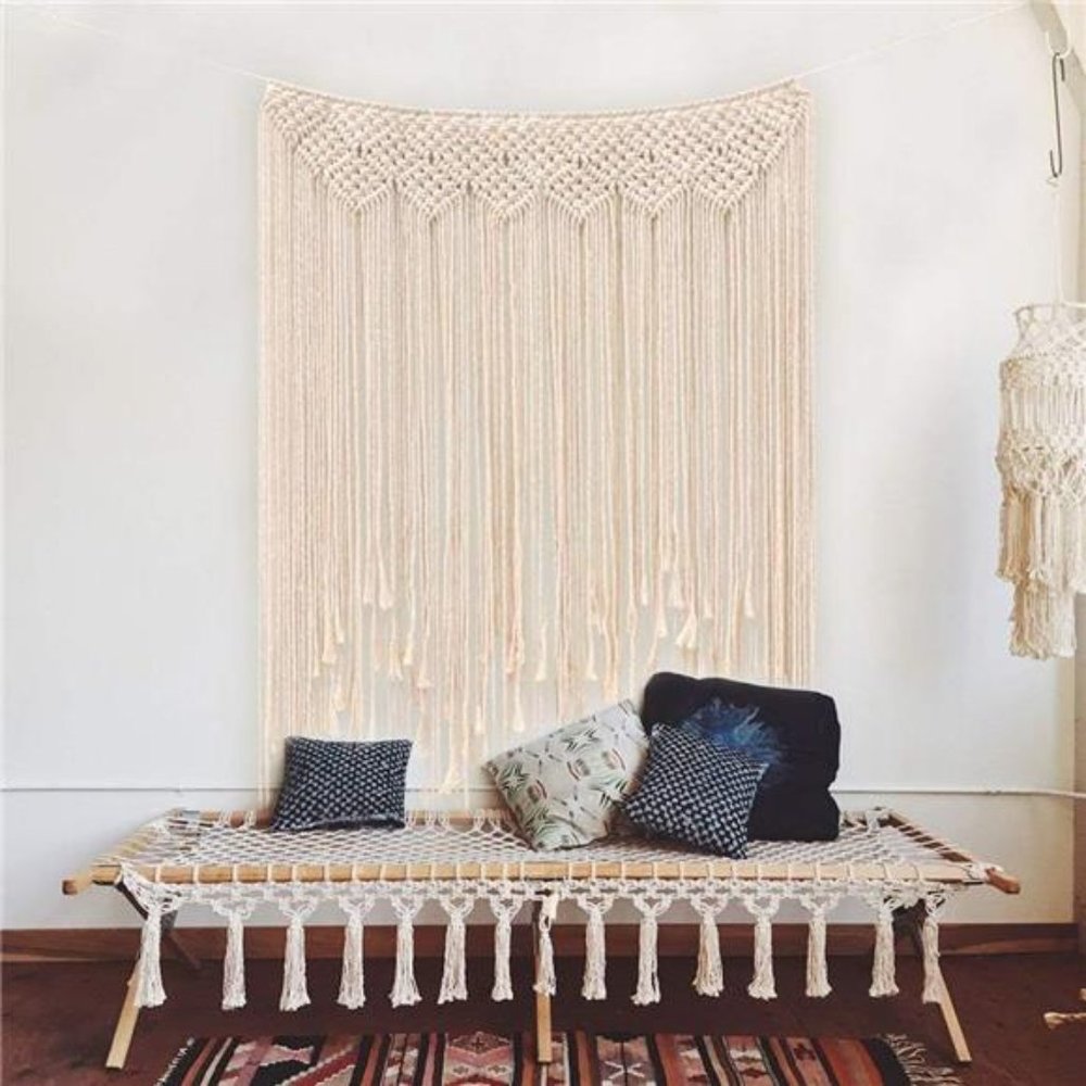 Large Macrame Wall Hanging, 45"x 39" Boho Tapestry Handmade Woven Wall Decor
